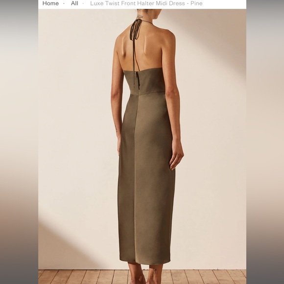 NWT Shona Joy Luxe Twist Front Halter Midi Dress - Pine size 6 - Picture 2 of 9